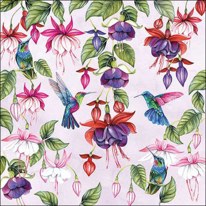 Hanging Fuchsia in purple and pink on rose  Decoupage Napkins