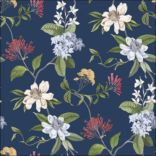 mikx flowers and leaves on dark blue  Decoupage Napkins
