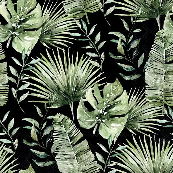 green jungle fauna on black  Decoupage Napkins
