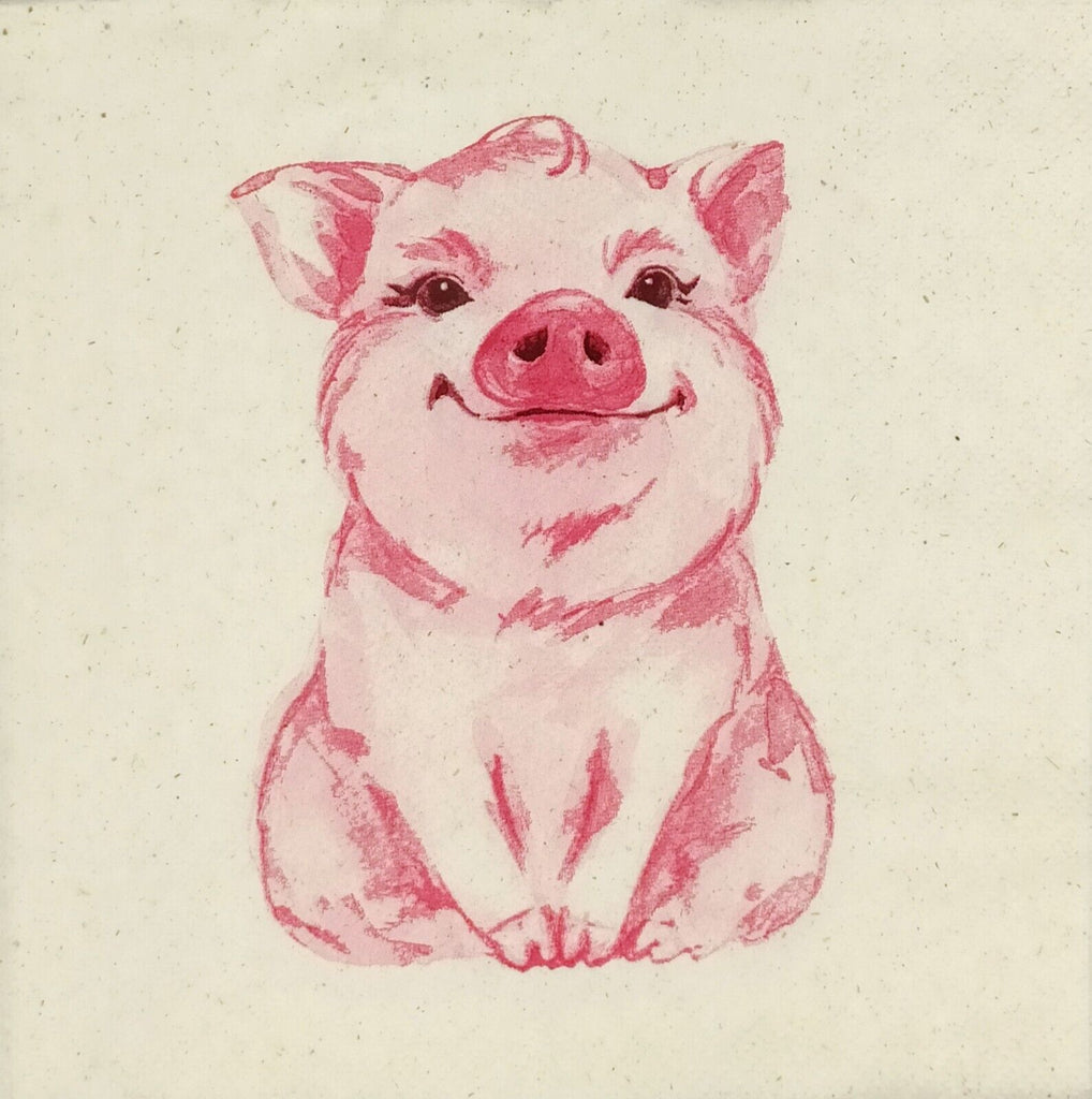  pink friendly pig  Decoupage Napkins