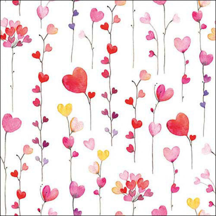 garlands of red yellow and pink hearts  Decoupage Napkins