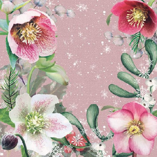 pink and red Helleborus blossoms on rose  Decoupage Napkins