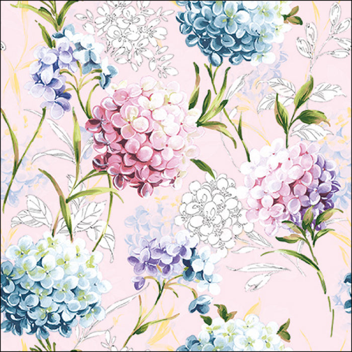 pink purple blue and white horana on lilac background Decoupage Napkins
