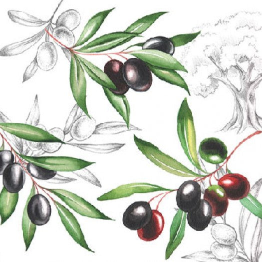 black and red Olives on branches Decoupage Napkins