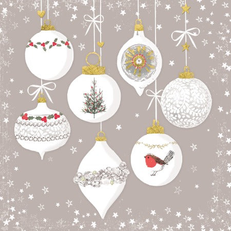 Baubles with snow scenes and red bird Decoupage Napkins