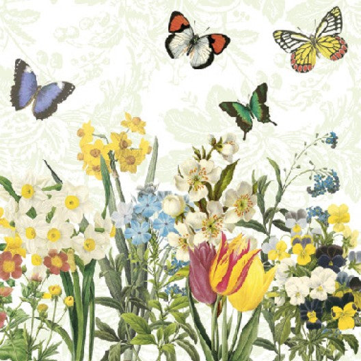 daffodils and tulips with butterflies  Decoupage Napkins