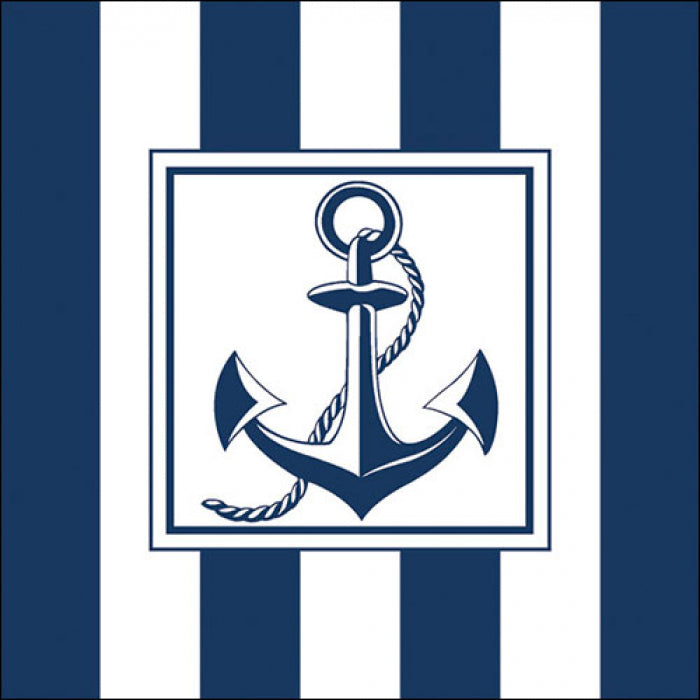 navy blue and white stripes with blue and white anchor  Decoupage Napkins