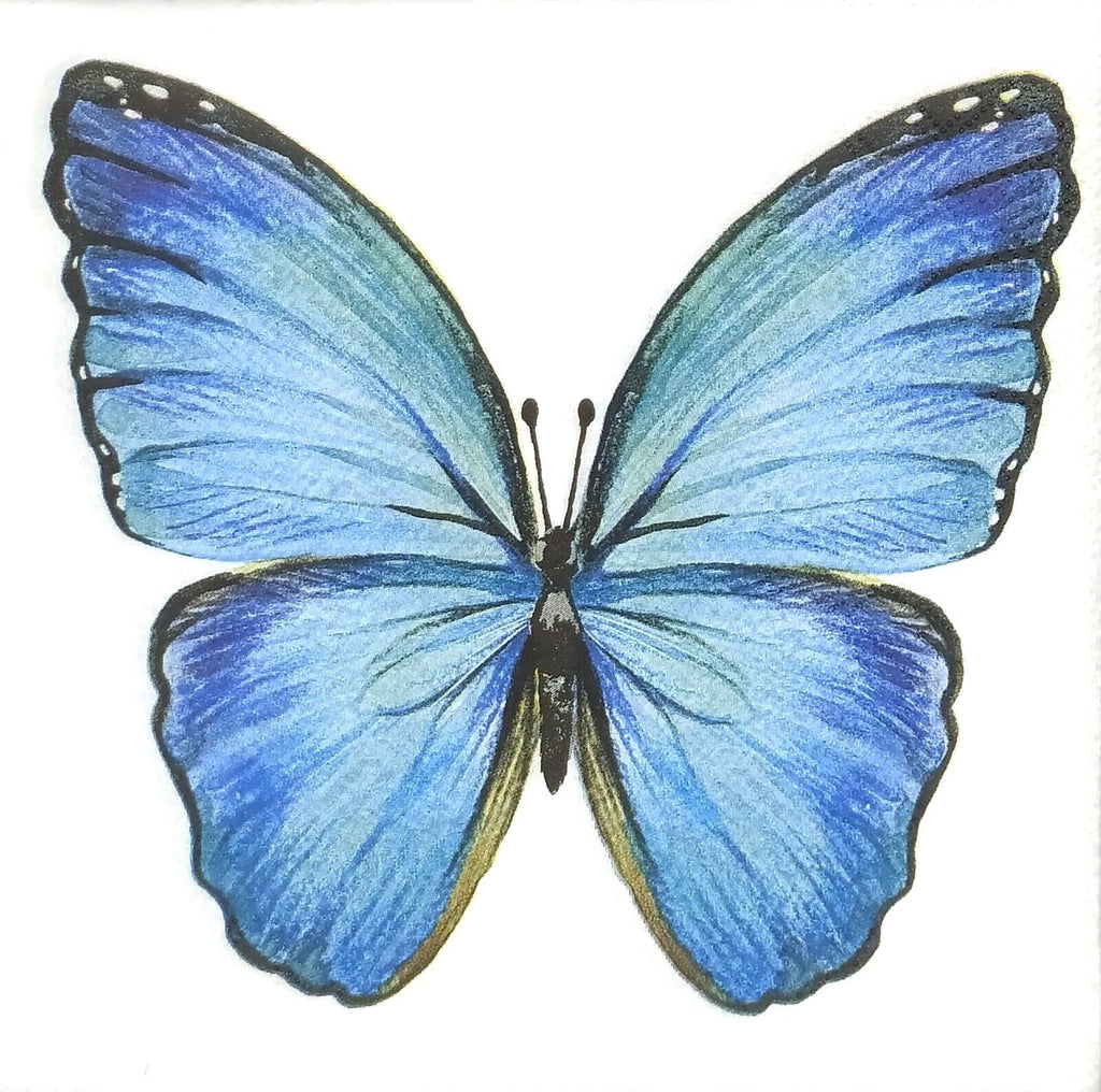 blue butterfly on white Decoupage napkins