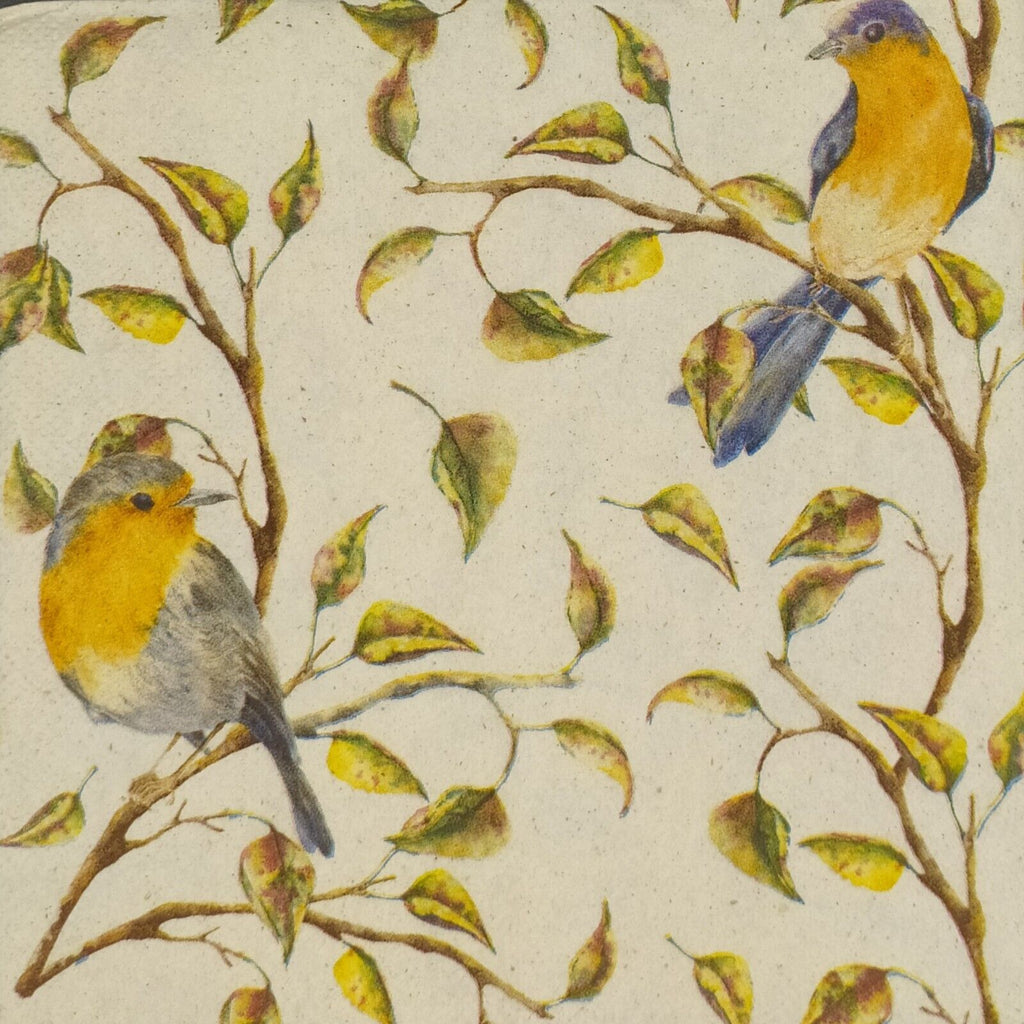 yellow birds on branches with green and yellow leaves Decoupage napkins