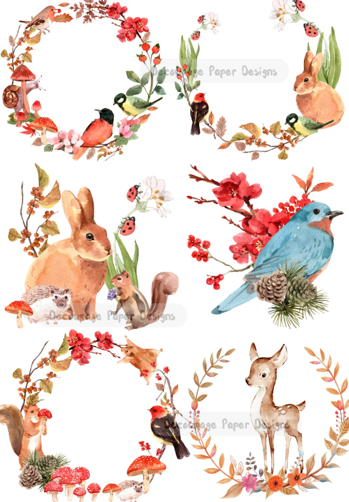easter animals on wreaths decoupage paper by Decoupage Paper Designs
