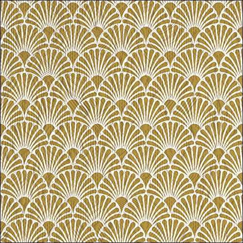 Gold embossed Elegance Ambiente paper napkin for decoupage with rows of small scalloped fan design.