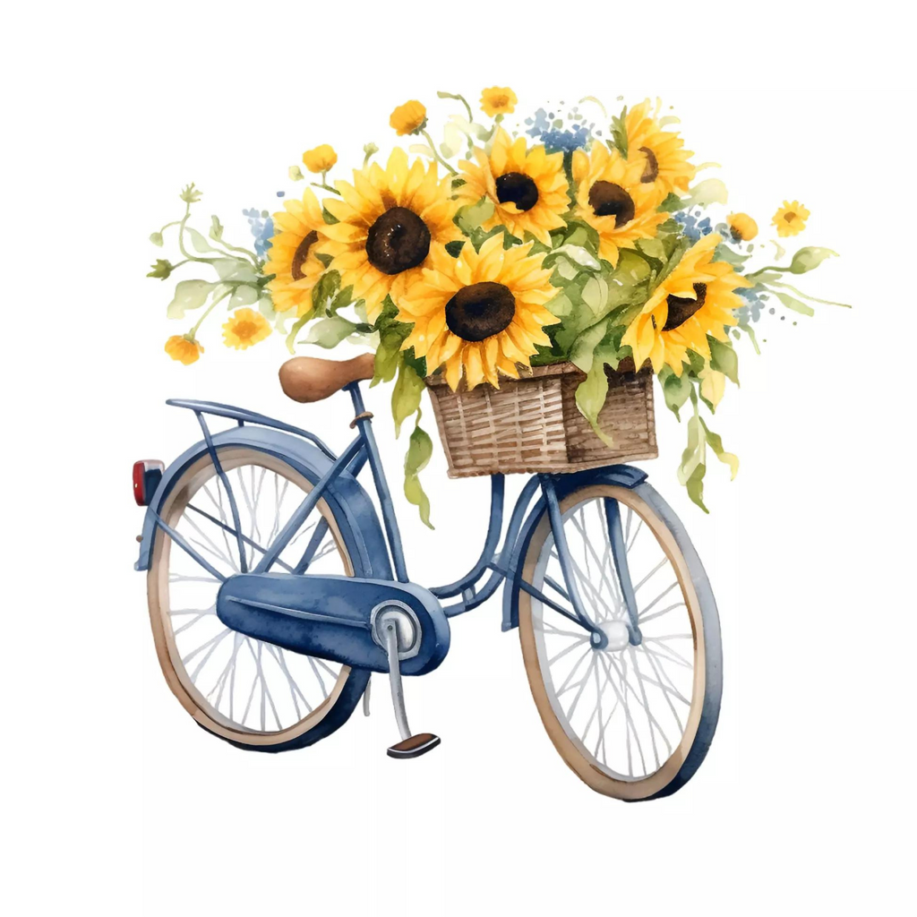 blue beach bicycle with sunflowers in basket  Decoupage Napkins