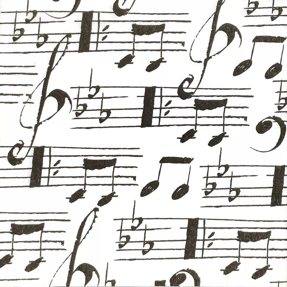 musical notation on white   Decoupage Napkins