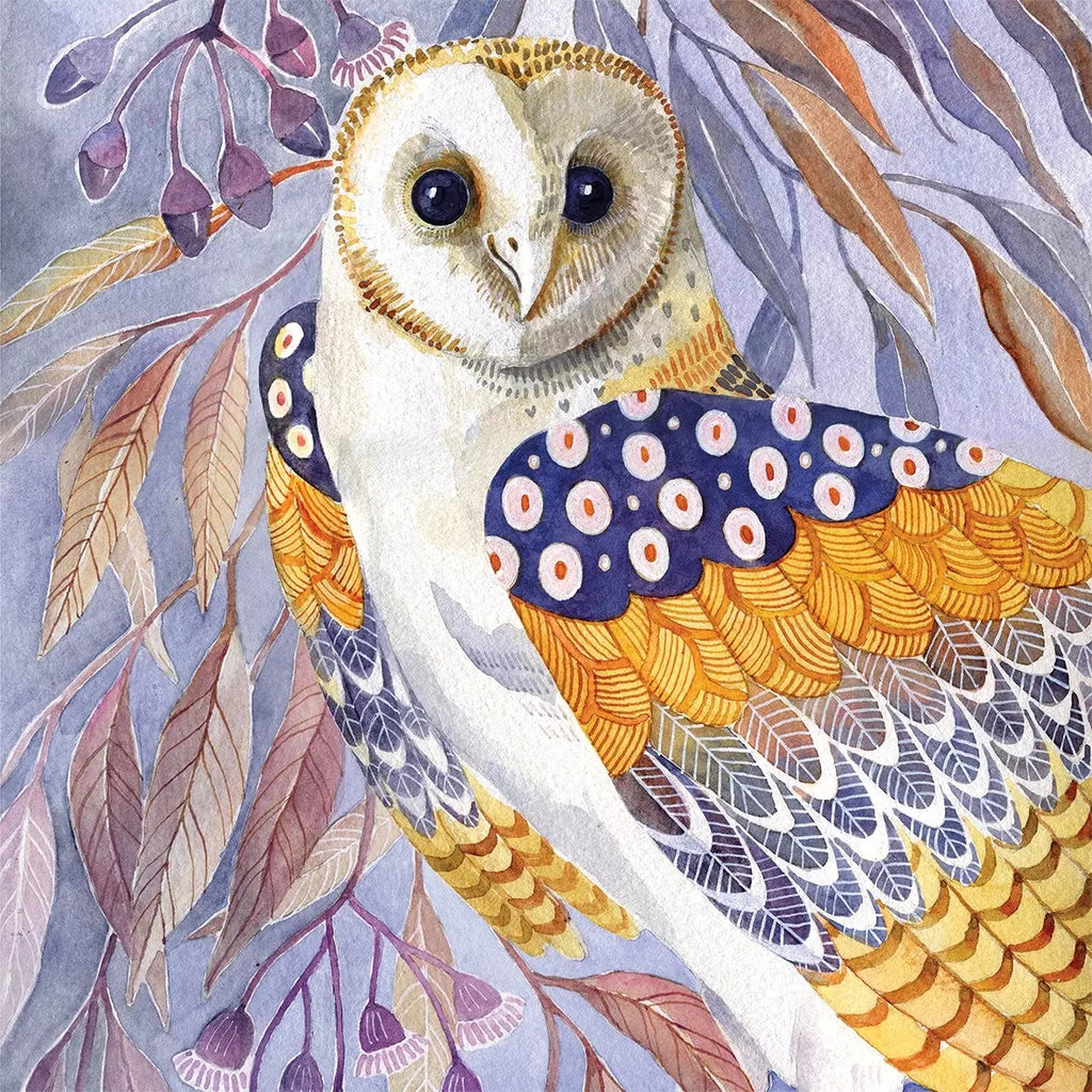 decorative owl in boho style of blue white and gold  Decoupage Napkikns