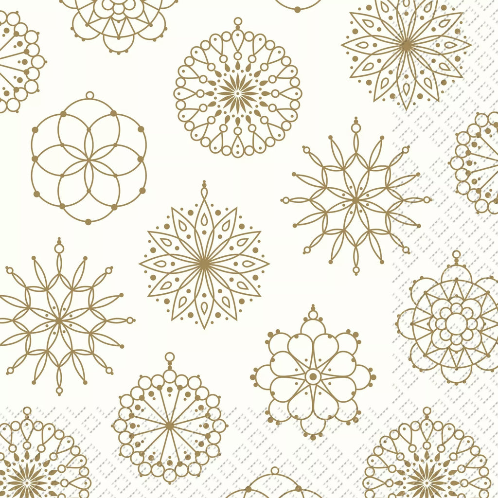 gold snowflake ornaments on white Decoupage Napkins