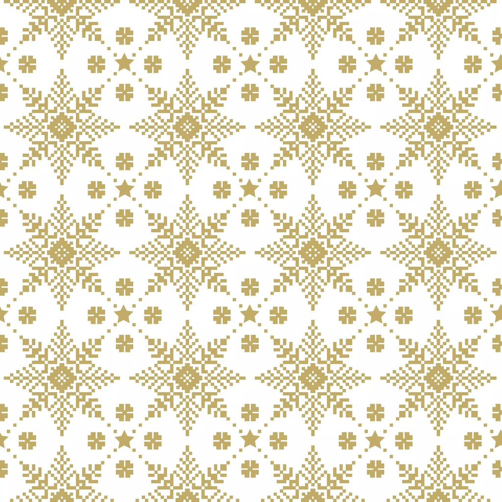 gold snowflake pattern on whtie Decoupage Napkins