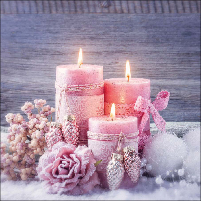 pink candles wht pink and white christmas decorations Decoupage Napkins