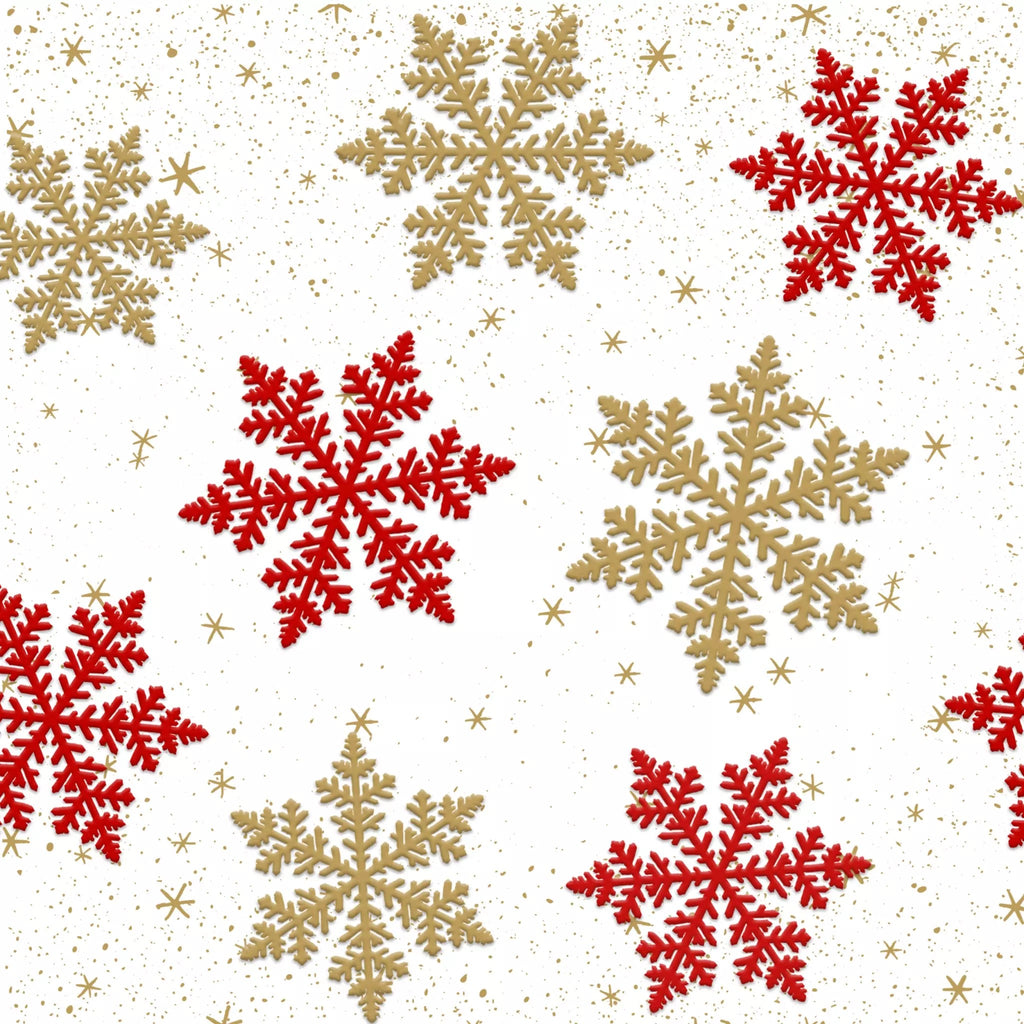 red and gold snowflakes on white Decoupage Napkins