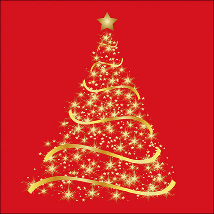 gold christmas tree on red  Decoupage Napkins