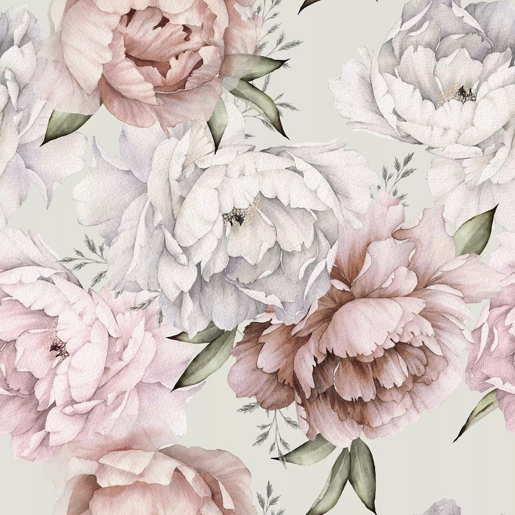 white and pink peonies on grey background  Decoupage Napkins