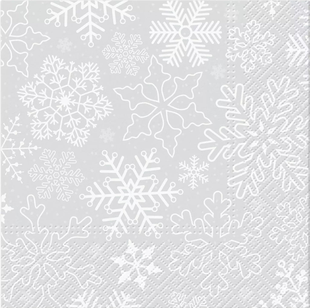 whitle snowflakes on silver Decoupage Napkins