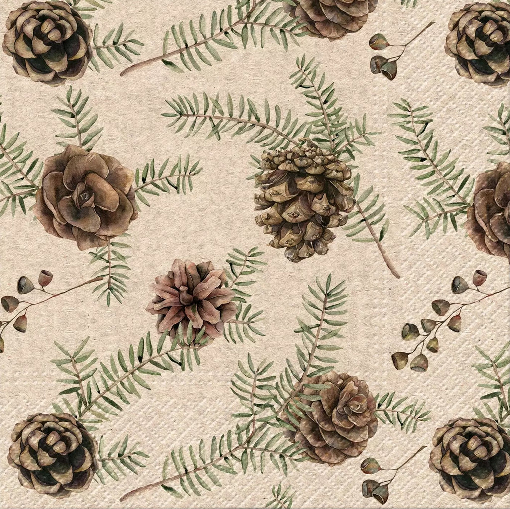 pinecones on sprigs on sepia  Decoupage Napkins