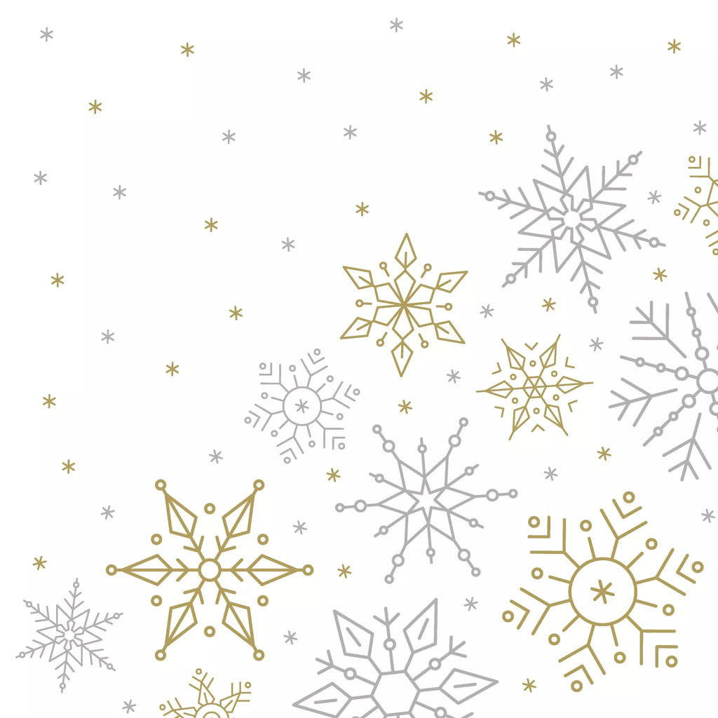 gray and gold snowflake patterns on white  Decoupage Napkins