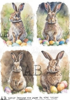 bunnies with easter eggs AB Studio Rice Papers