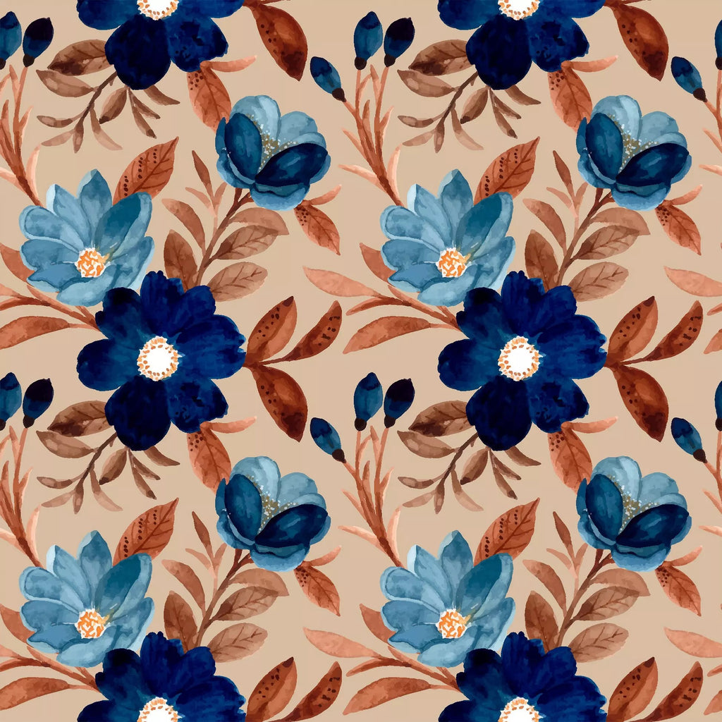 blue florals on dark cream  Decoupage Napkins