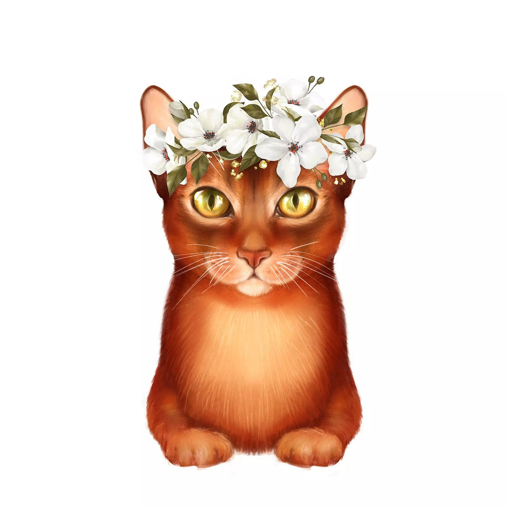 brown cat with white flowers on head in a tiera  Decoupage Napkins
