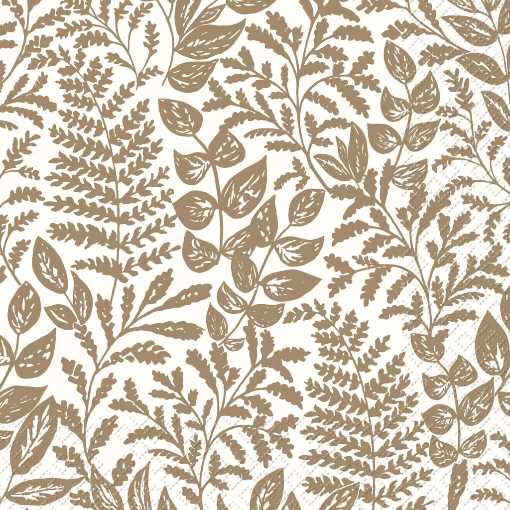 gold leaves patterns on white  Decoupage Napkins