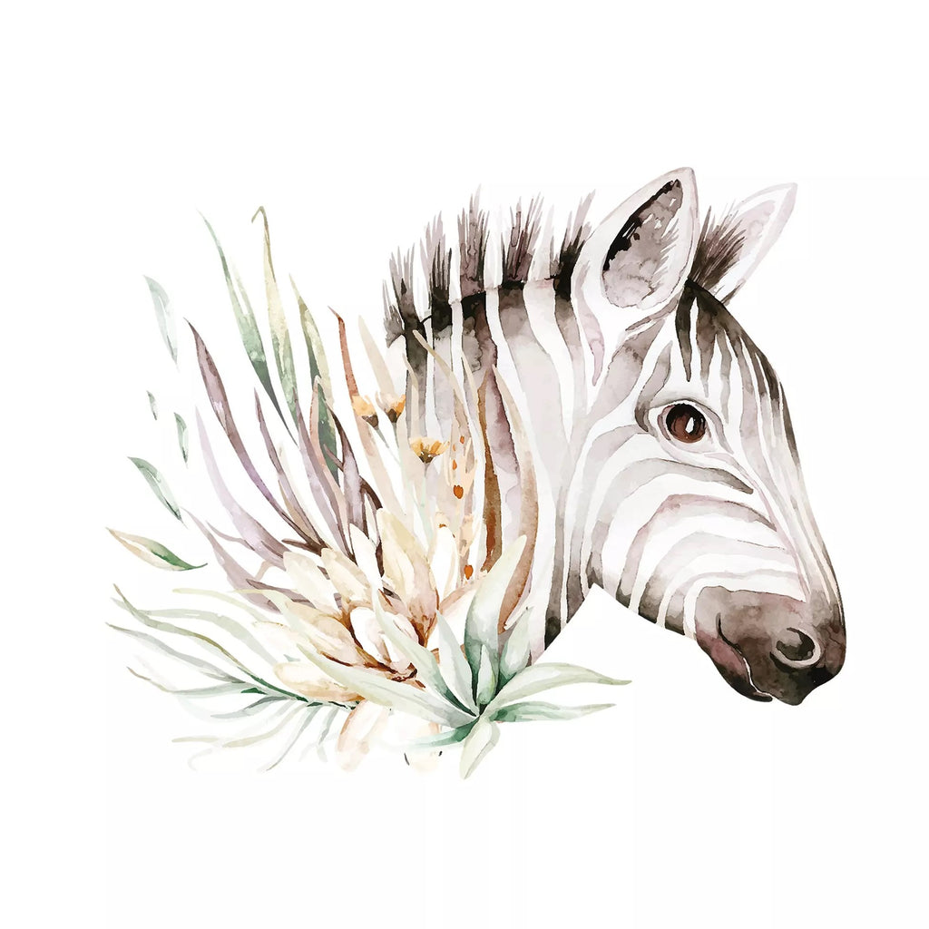 zebra head and wild flowers on white  Decoupage Napkins