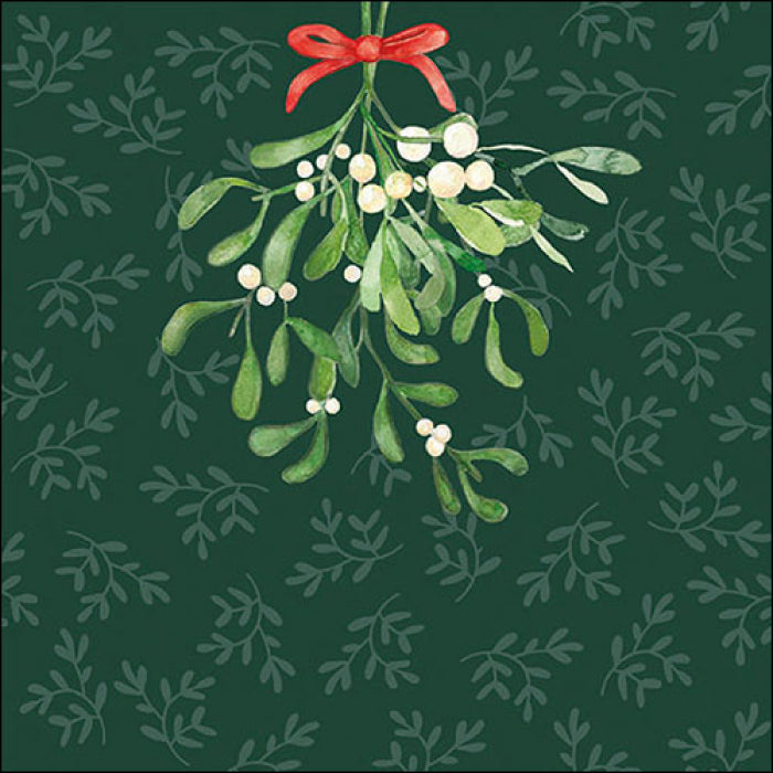 hanging mistletoe on green  Decoupage Napkins