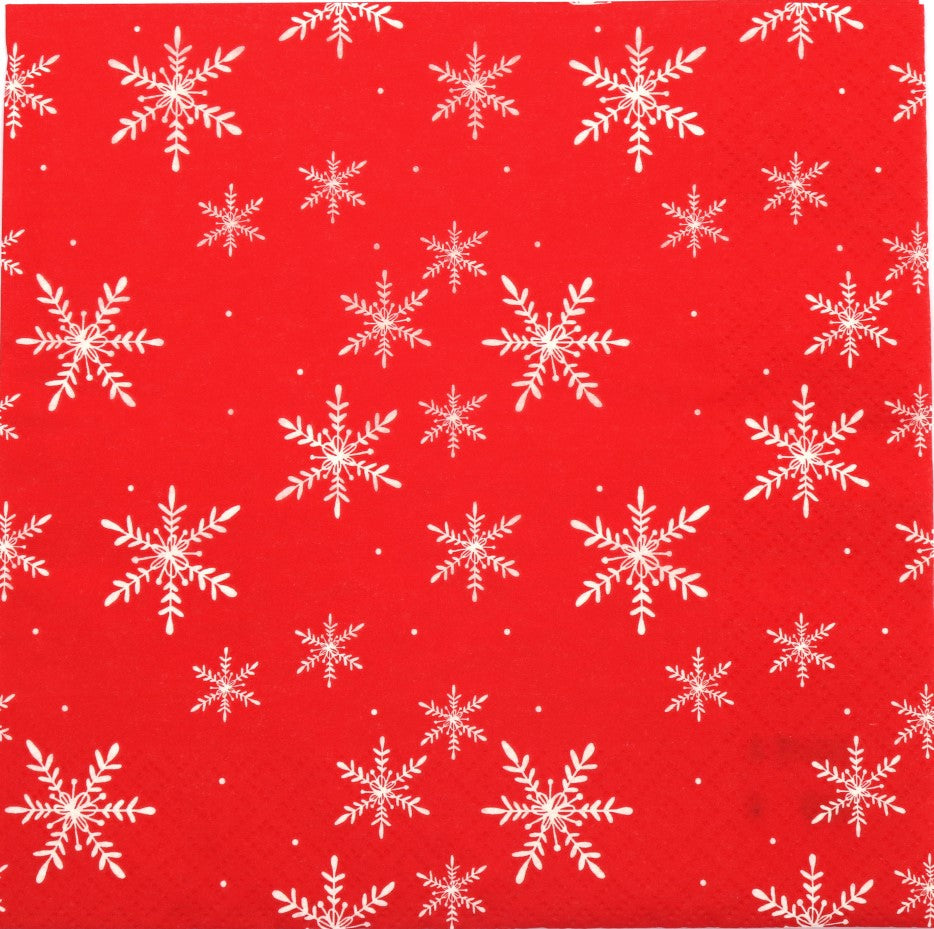 white snowflakes on red Decoupage Napkins