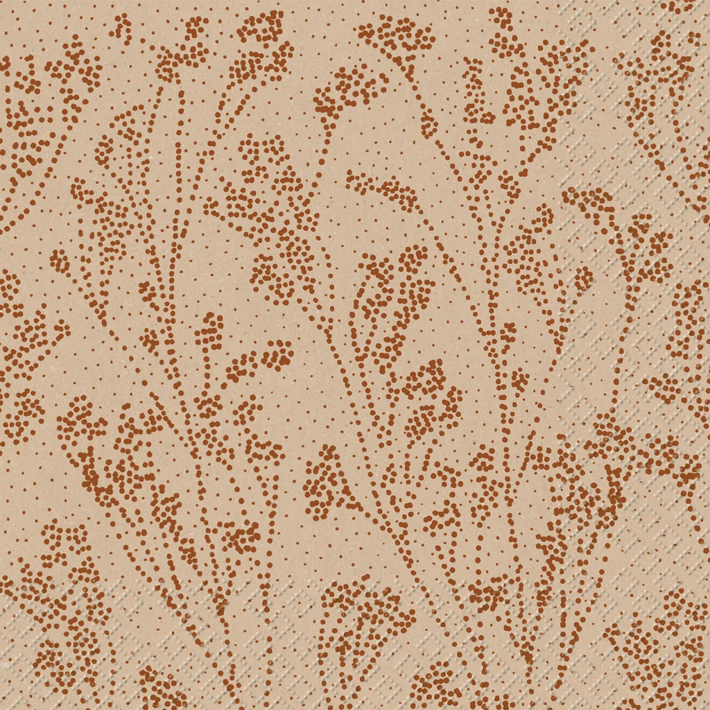 brown dot outlined sprigs on brown Decoupage Napkins