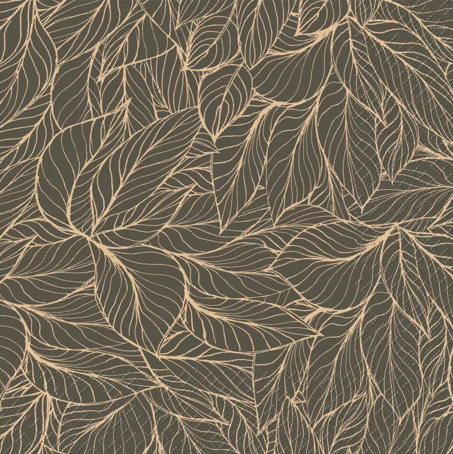 dark grey leaves with gold veins  Decoupage Napkins