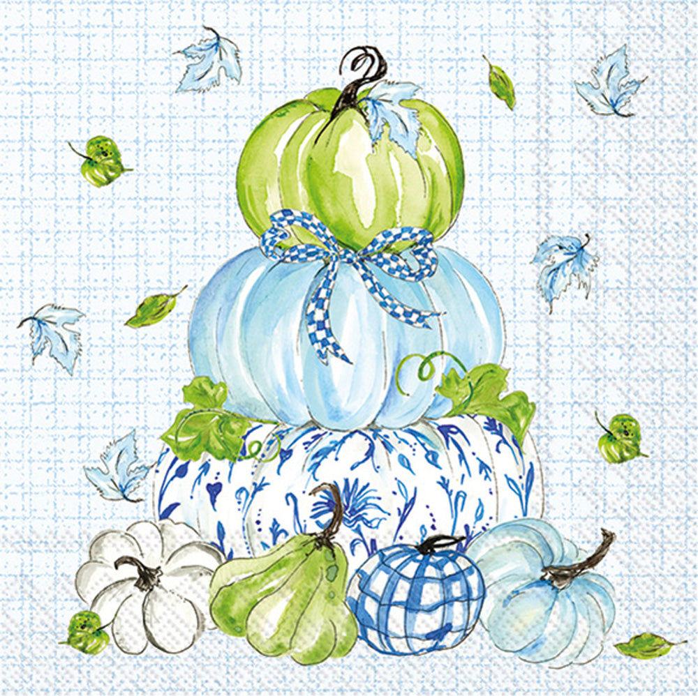 stack of white blue and green pumplkins  Decoupage Napkins