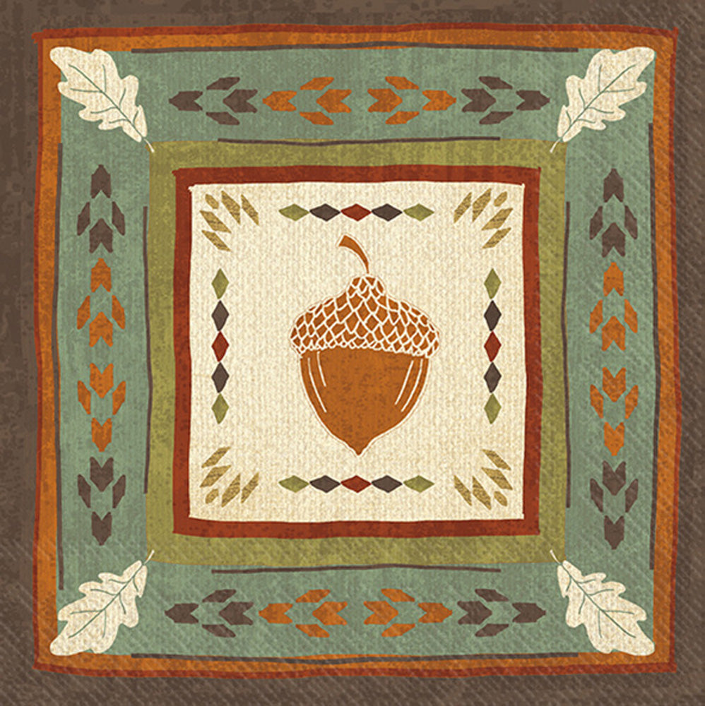 brown acorn in autumn colored borders  Decoupage Napkins