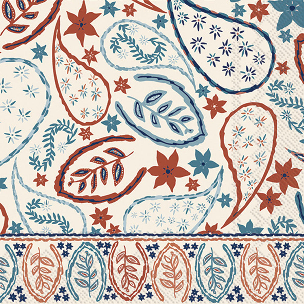 red and blue sketched leaves  Decoupage Napkins