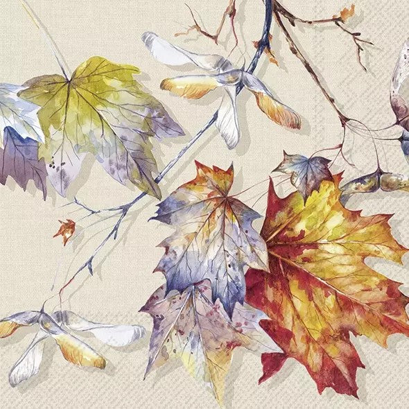 autumn leaves on cream Decoupage Napkins