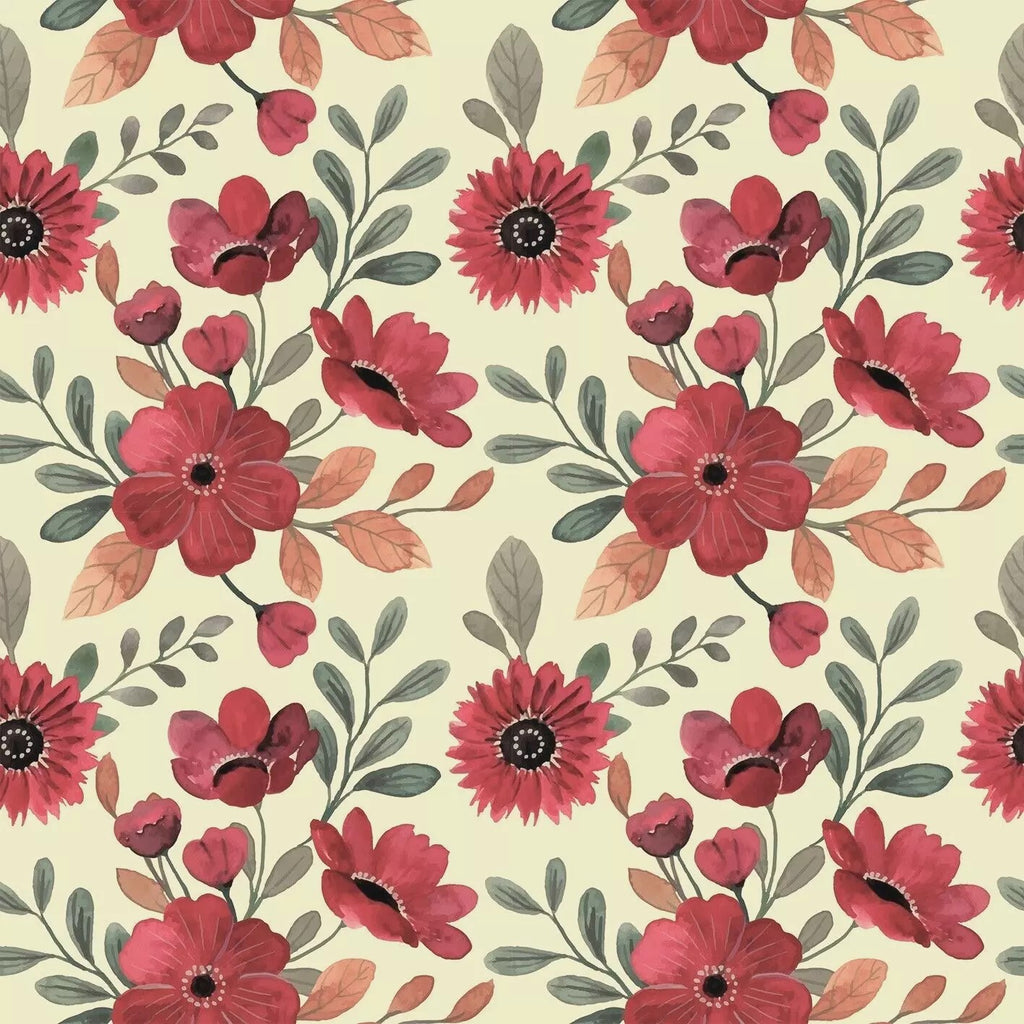 red blossoms on cream  Decoupage Napkins