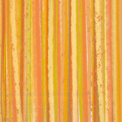 Bright patterned orange, yellow & olive stripes on decoupage paper napkin.