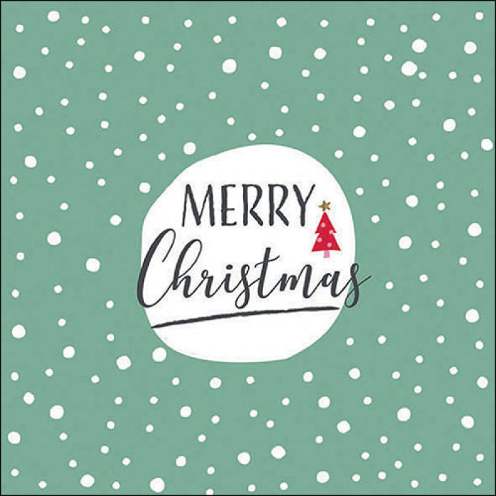 Merry Christmas on green with white polka dots from DecoupageNapkins.com