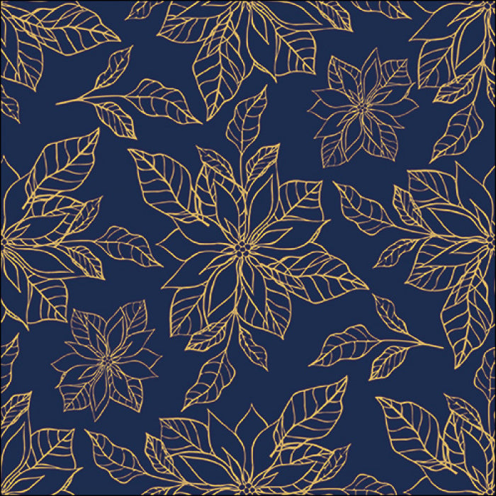 gold poinsettias on blue from DecoupageNapkins.com