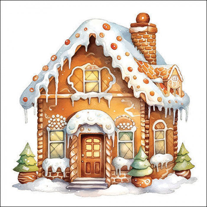 Gingerbread house on white from DecoupageNapkins.com