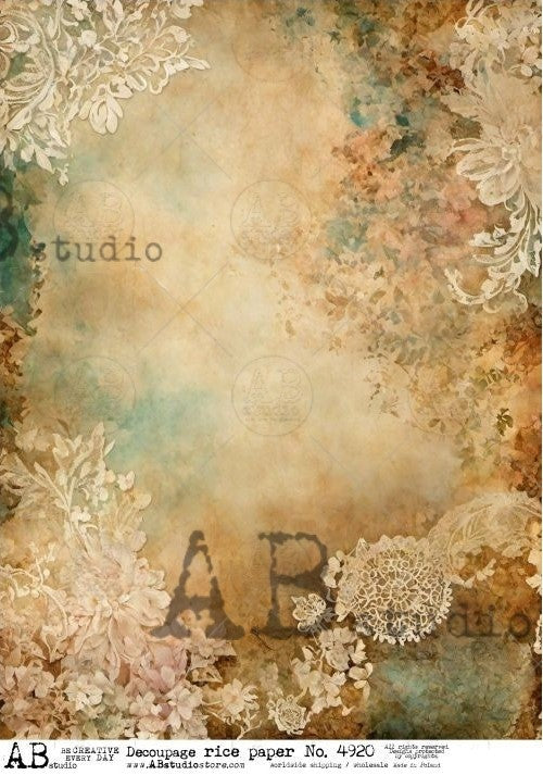 Tan floral background AB Studio Rice Papers