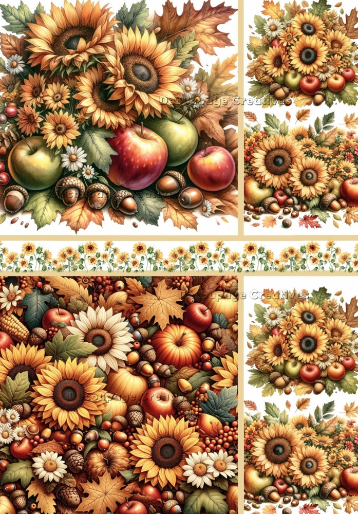sunflowers with apples and nuts Decoupage Creatives Rice Paper