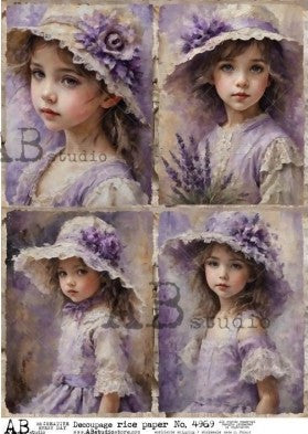 young girls in purple hats AB Studio Rice Papers
