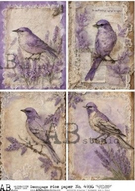 purple birds on branches AB Studio Rice Papers