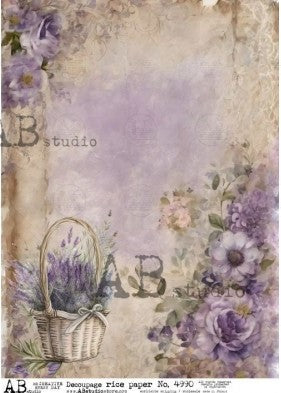 flower frame in purple and tan AB Studio Rice Papers